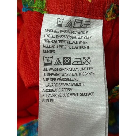 Linea By Louis DellOlio Floral Tiered Red Pleated MidiBoho Peasant Skirt Sz M - Picture 8 of 10